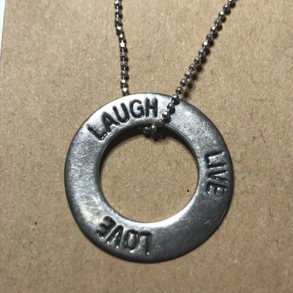 Live Love Laugh Disc 925 Sterling Silver Bead Ball Chain  16